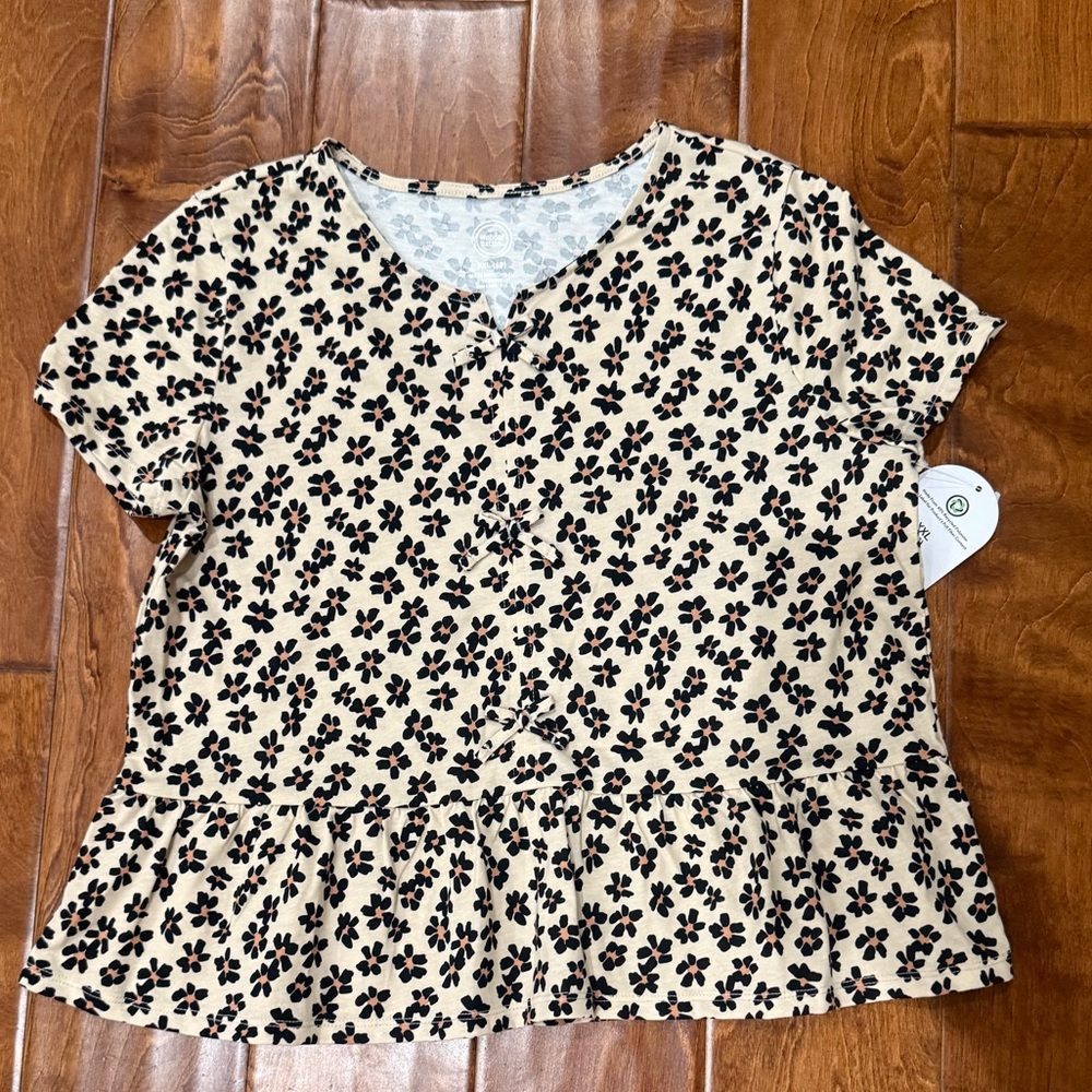 NWT Size XXL (18) Wonder Nation Floral Print Peplum Top